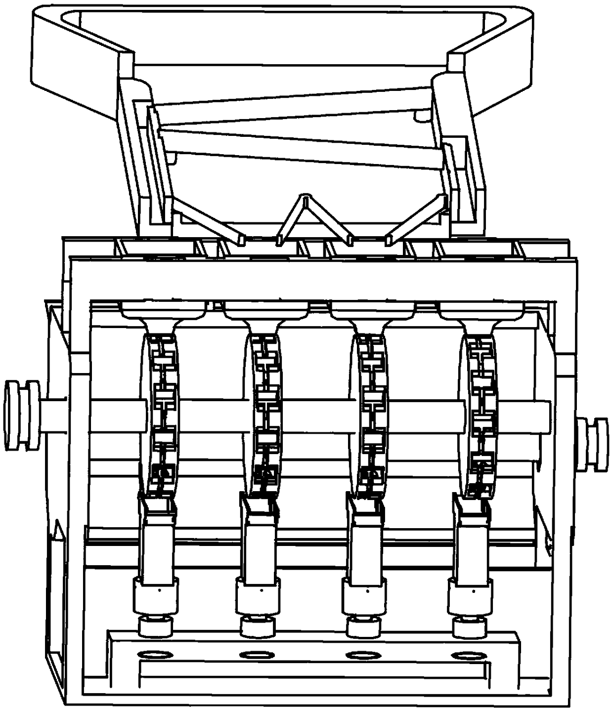 Opening device capable of automatically separating large macadamia nuts from small macadamia nuts