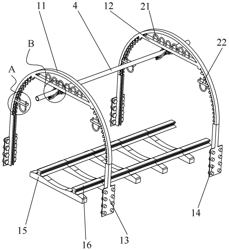 A circular pipe gallery support hanger