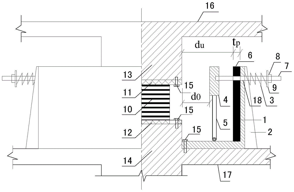 Isolation layer limit protective device of inter-layer seismic isolation structure