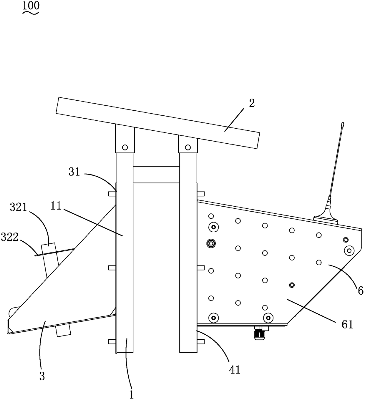 Hanging support for flow velocity monitor