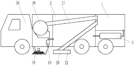 A washing and sweeping vehicle with a single circulation filter system