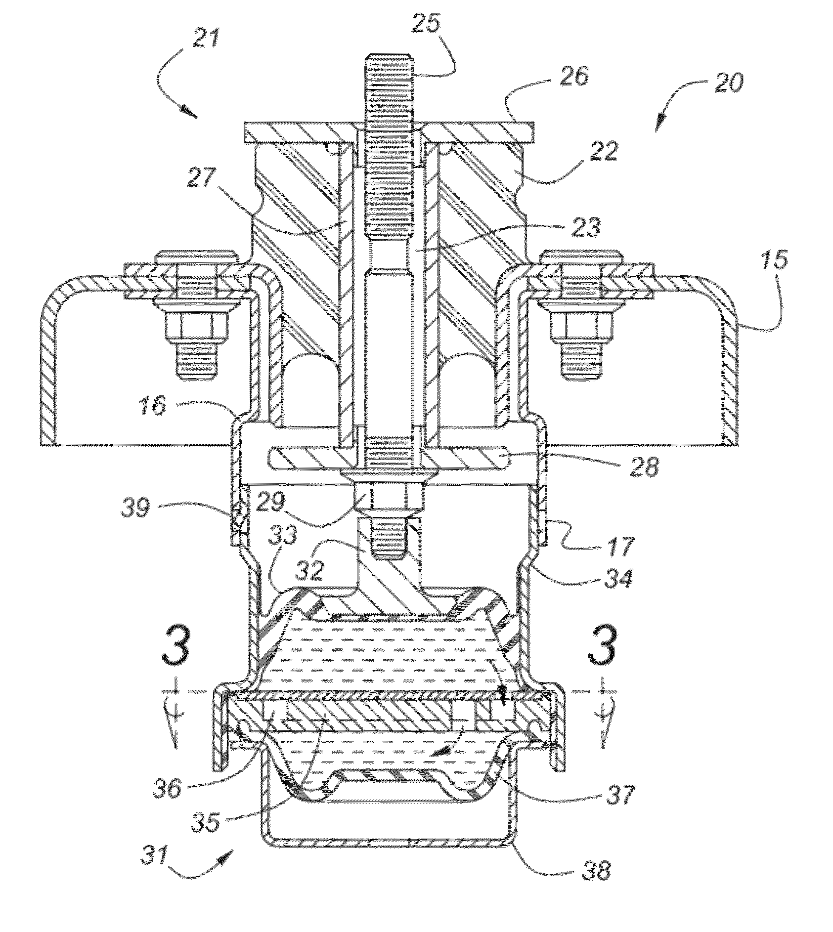 Body mount with plug-in damping device for vehicles