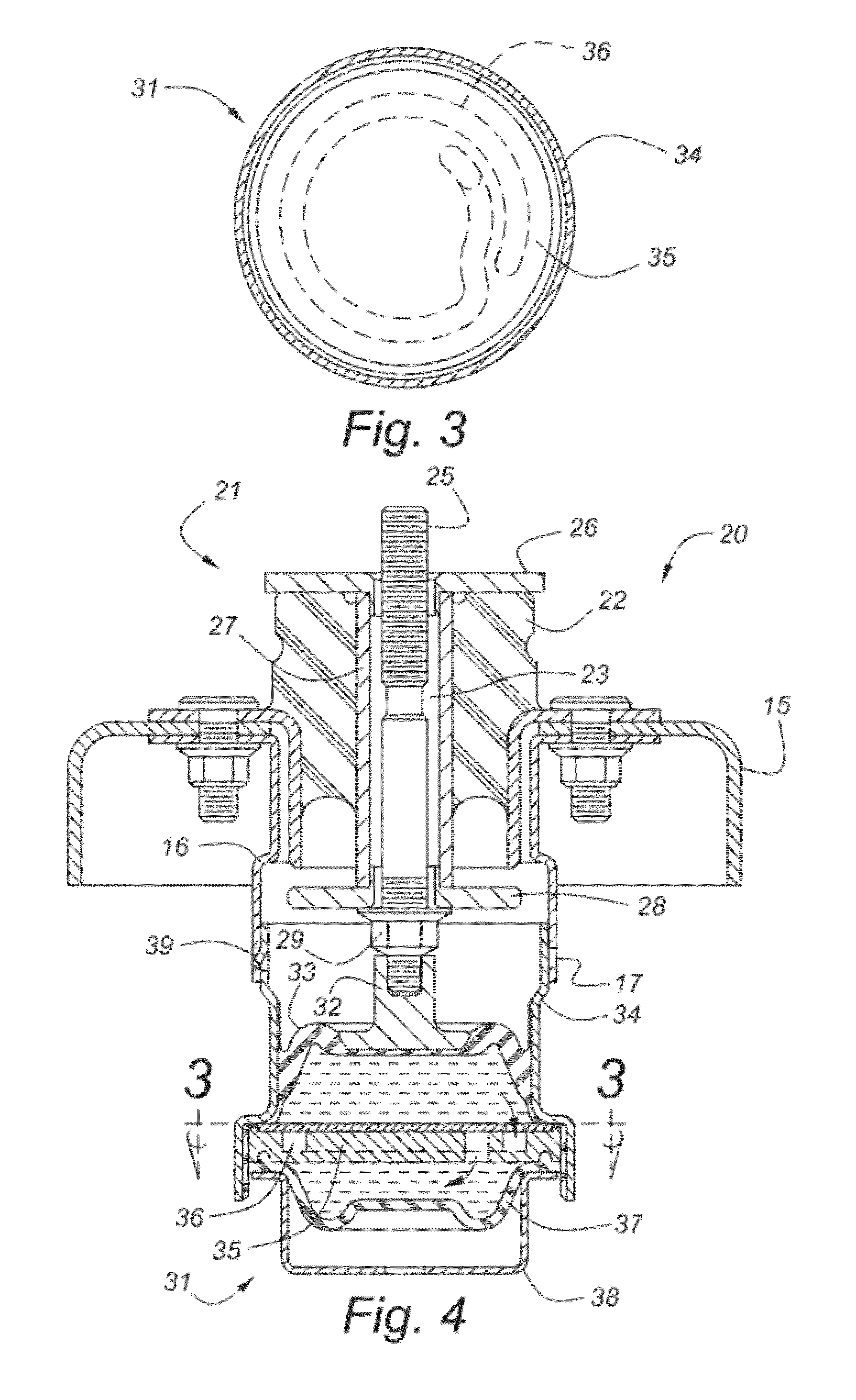 Body mount with plug-in damping device for vehicles