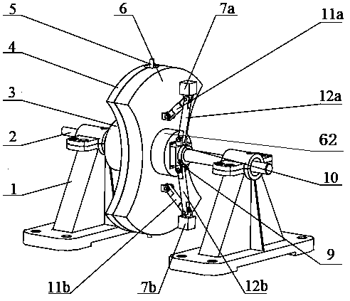 An inertial flywheel device with adjustable moment of inertia and automatic calibration