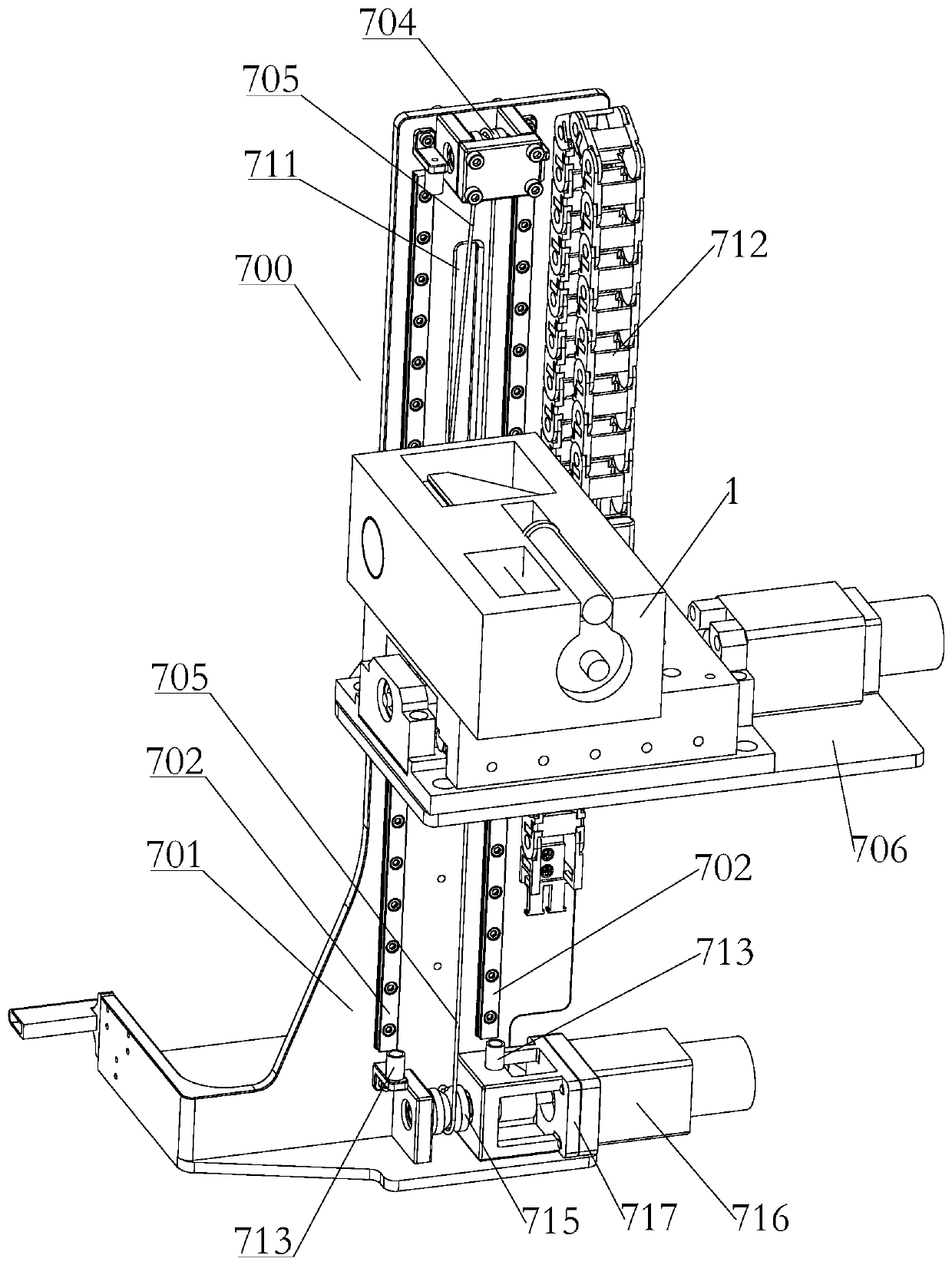 Steel wire rope driving mechanism for optical inspection outside material cabin and exposure platform