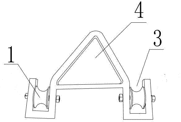 Double-bundled-conductor hoisting frame with idler wheels