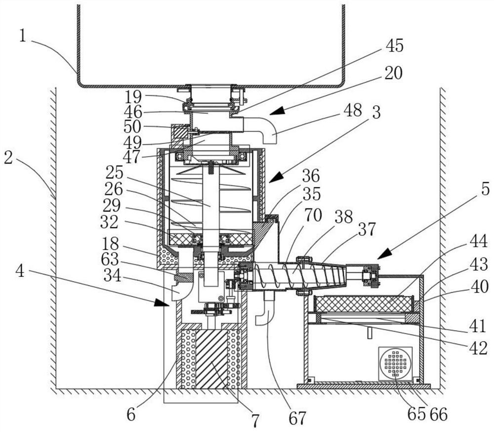 Integrated kitchen garbage treatment equipment based on lower cabinet of household kitchen sink