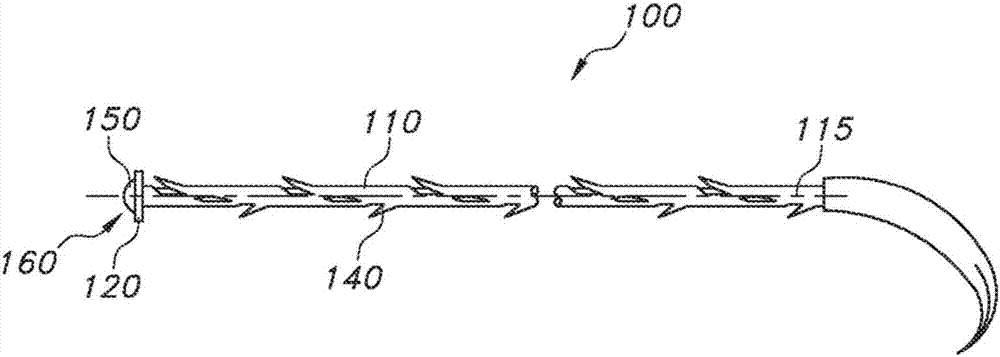 Suture having a restraining element at an end and method and use thereof