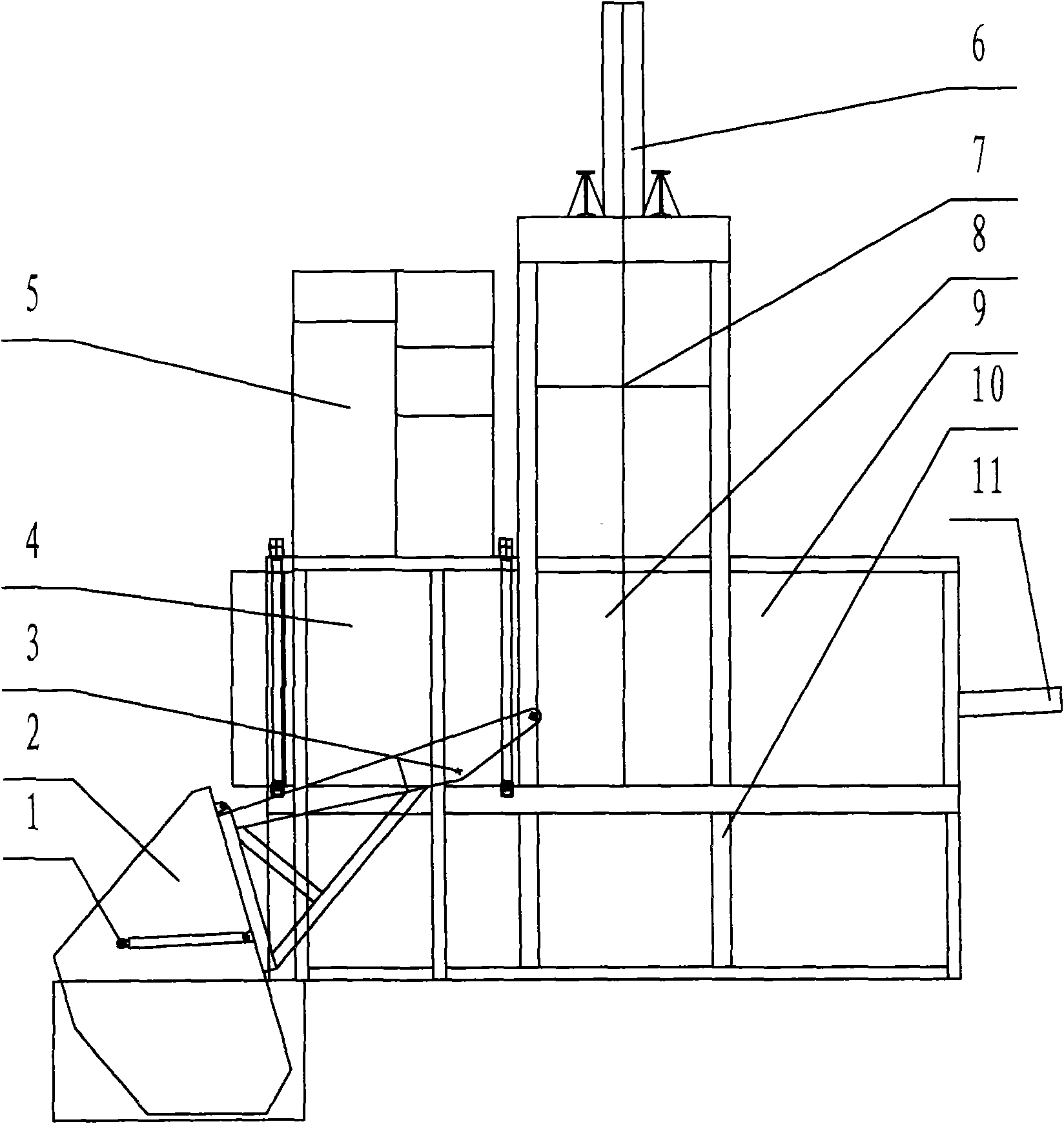 Integrated vertical garbage compressor