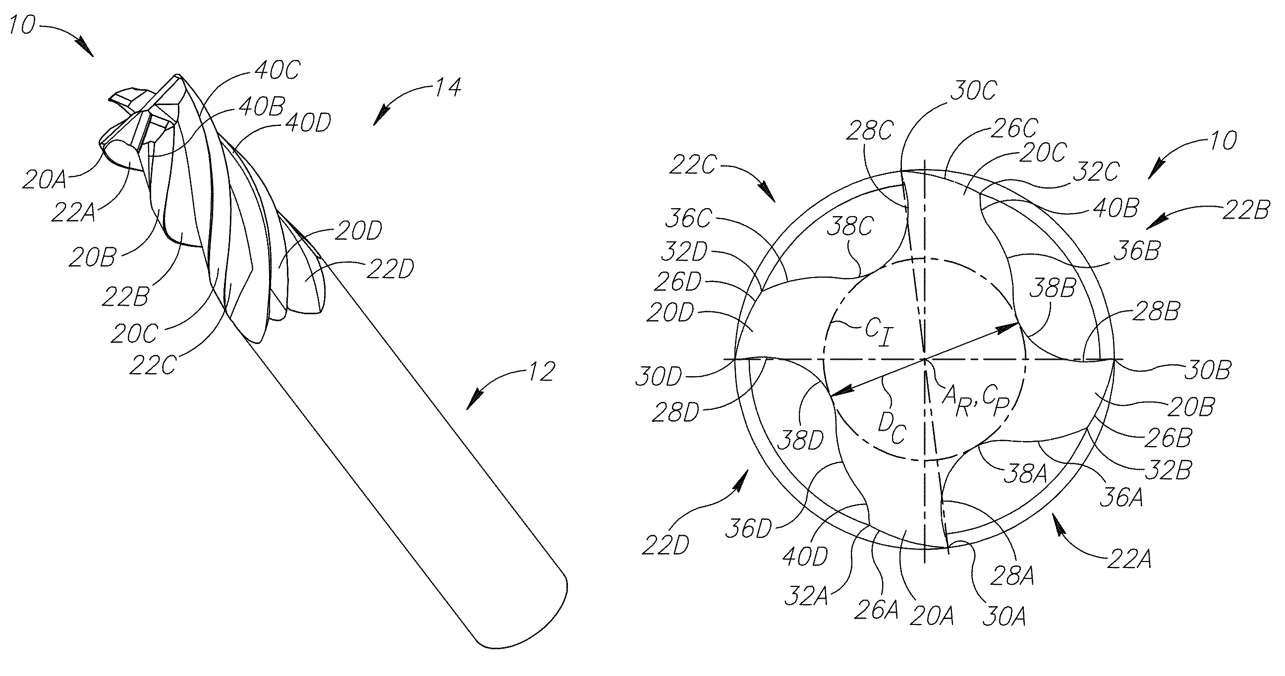 End mill having a symmetric index angle arrangement for machining titanium