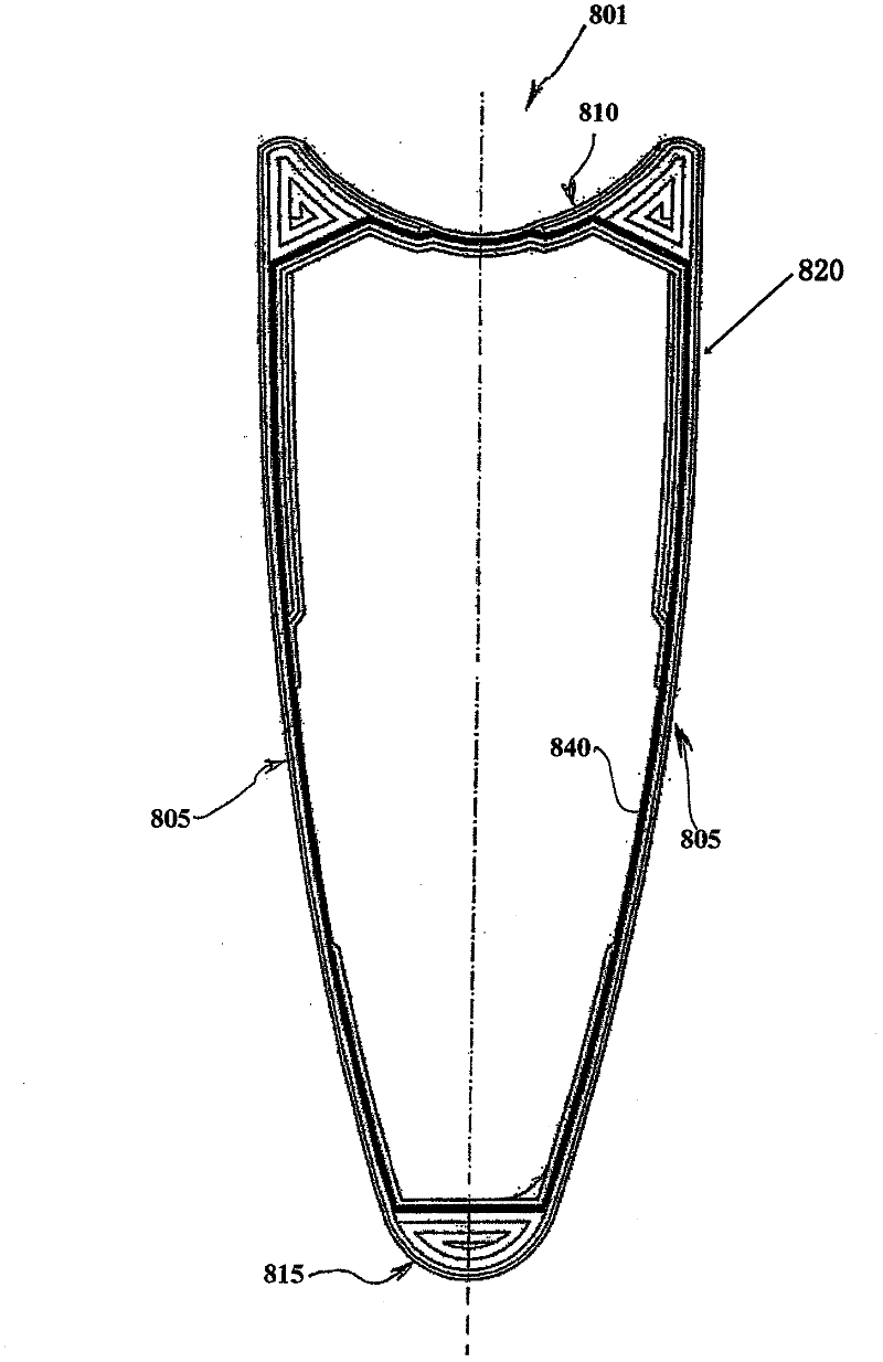 Rim for a bicycle wheel made from composite material with a wear indicator and wheel comprising such a rim