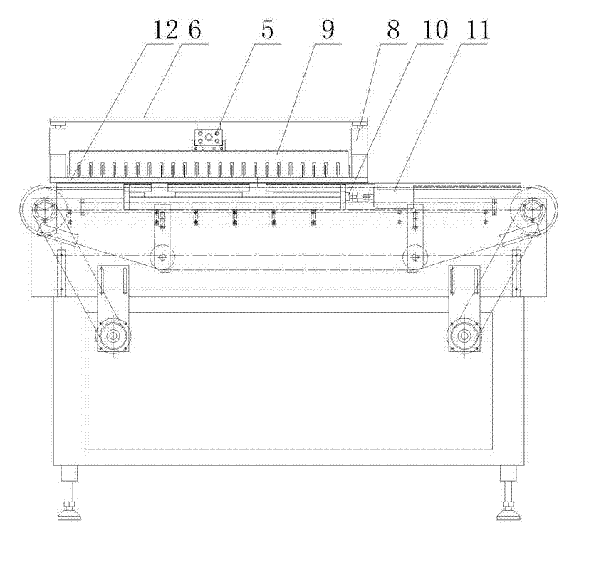 Strip-shaped material conveying and distributing mechanism