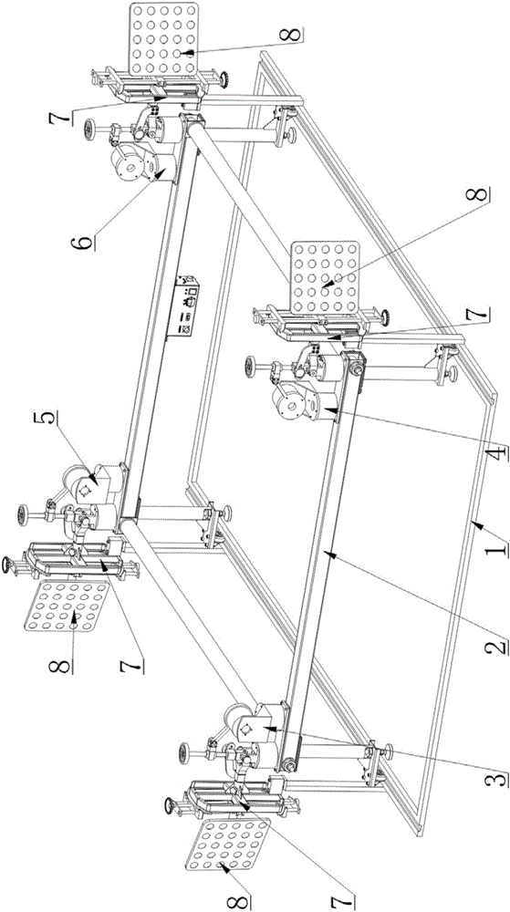 Synchronous position randomly adjustable image type calibrating device for four-wheel aligner