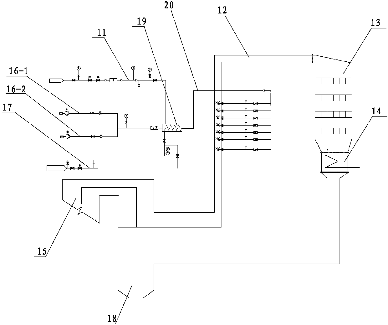 Coal-fired boiler SCR denitration process and ammonia/air mixer thereof