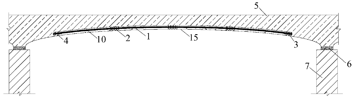 Multi-point anchoring sectional reinforcement construction method for prestressed carbon fiber plate of variable cross-section beam