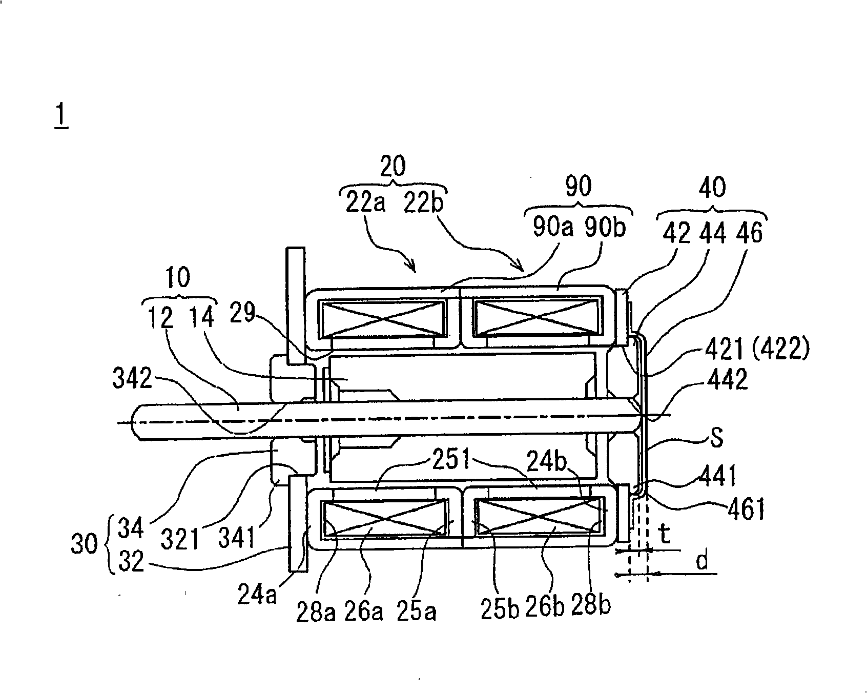 Motor provided with holding structure for radial bearing