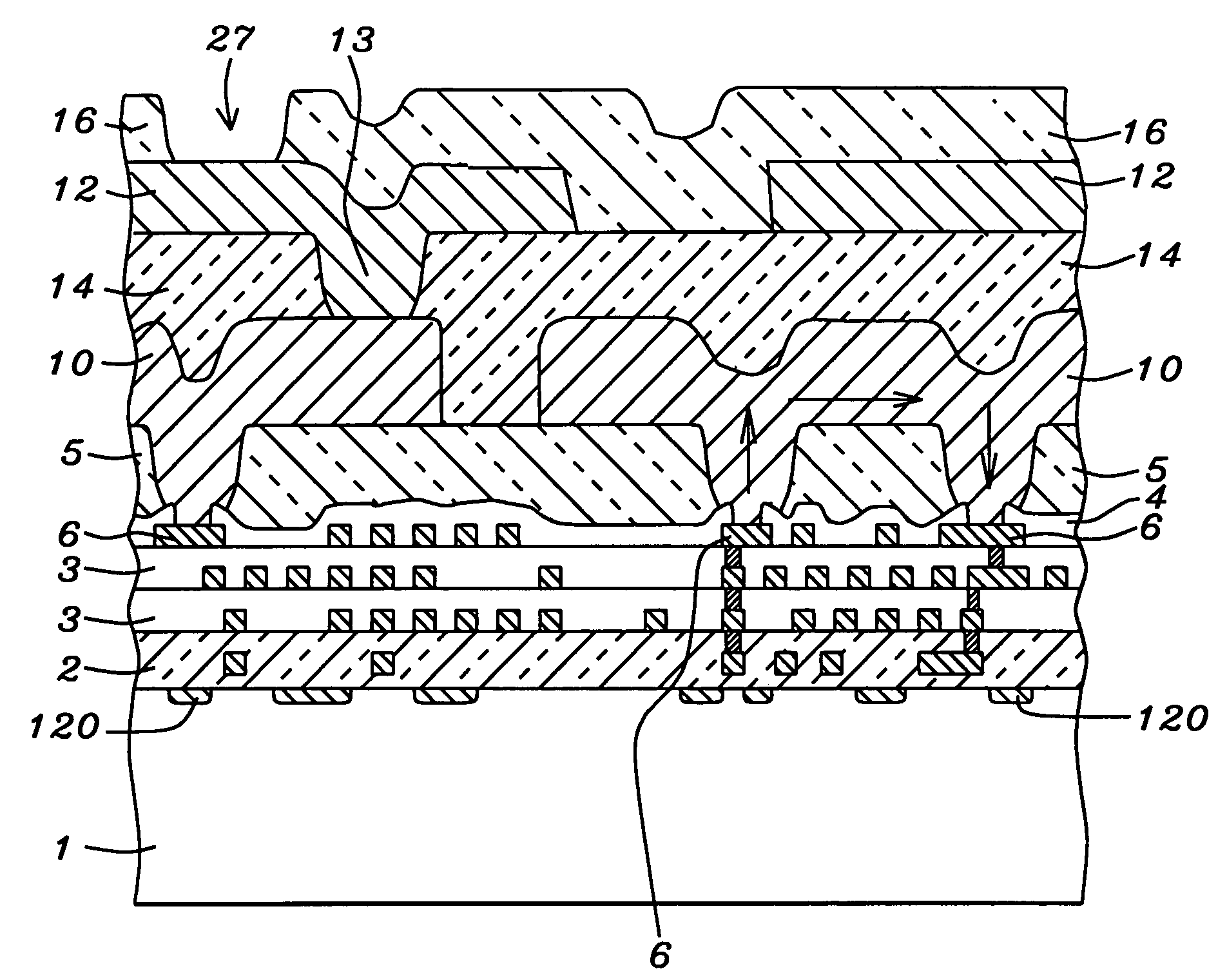 Top layers of metal for integrated circuits