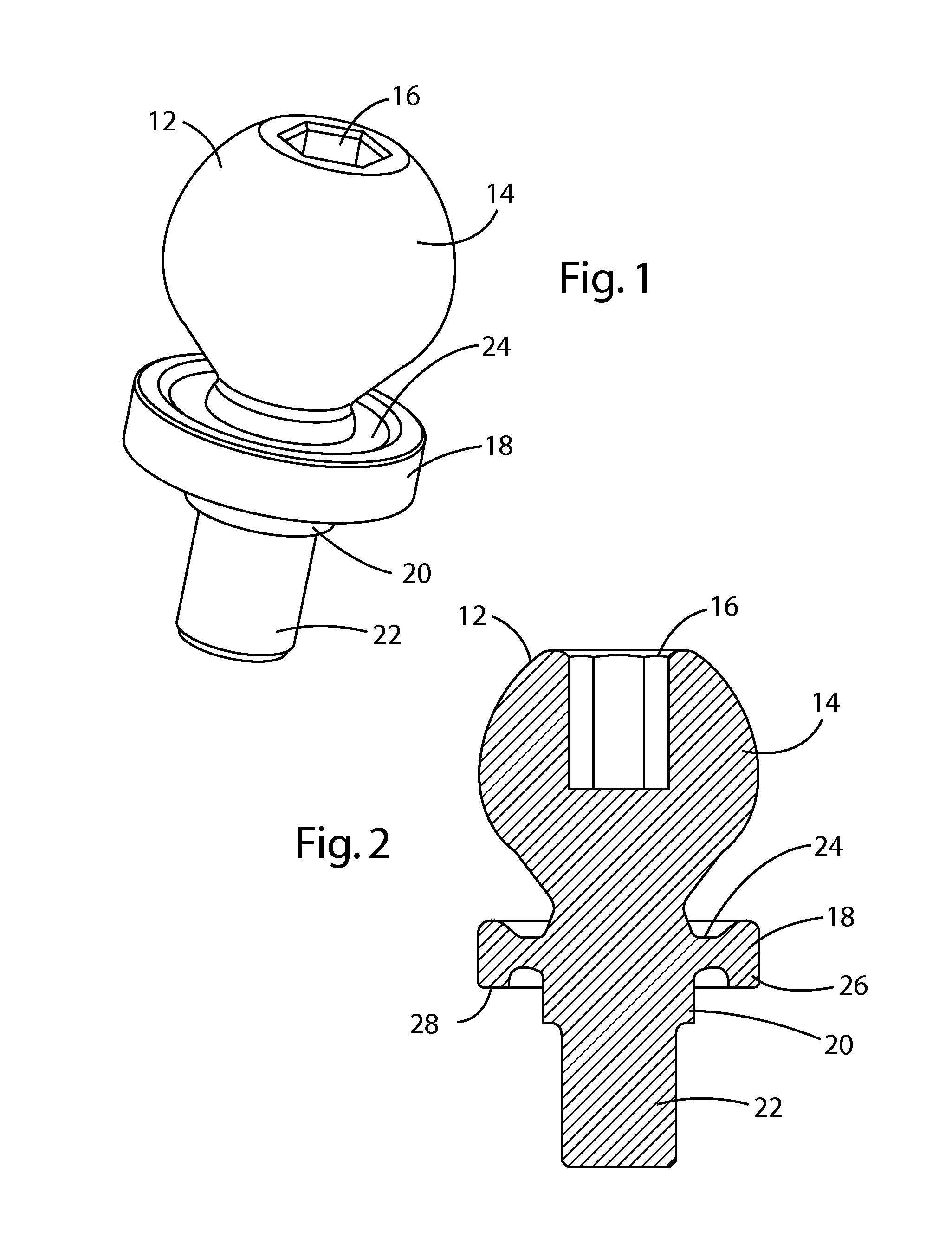 Vibration resistant flex flange ball stud