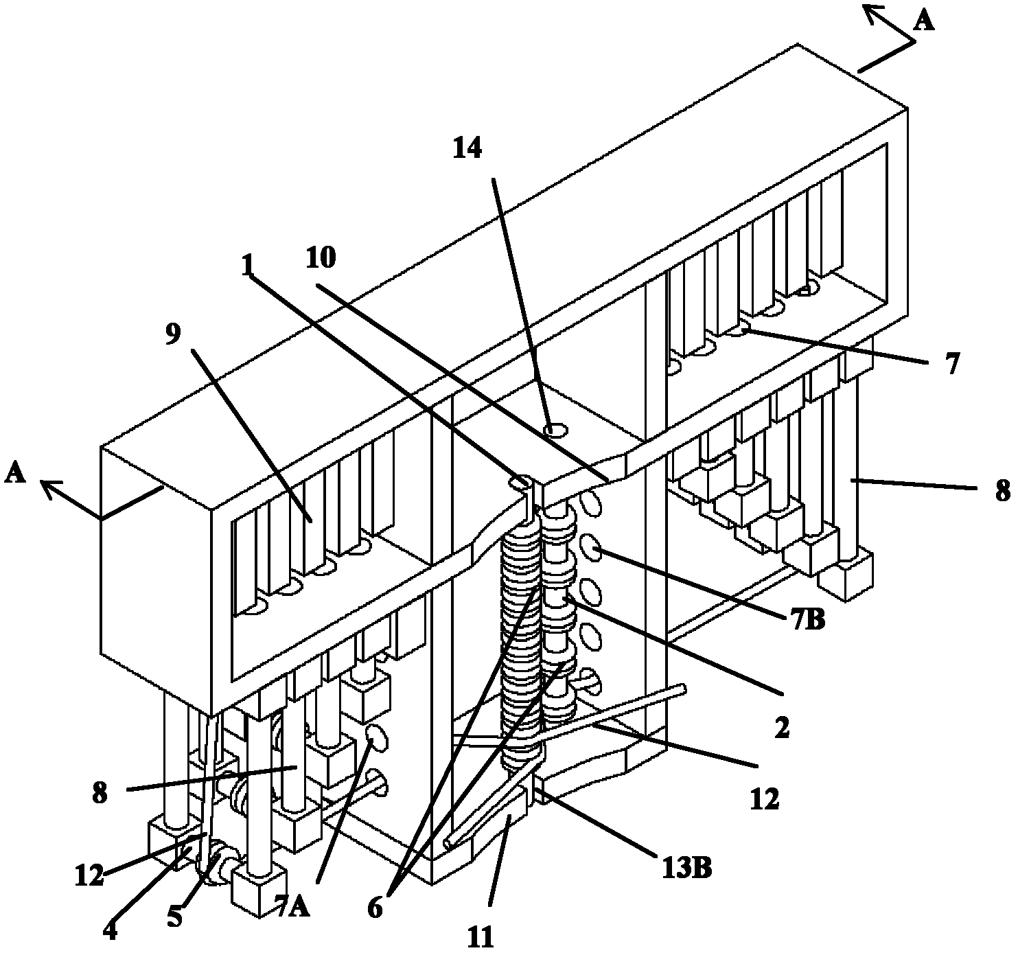 Simulated water pressure loading device and method used for tunnel structure test