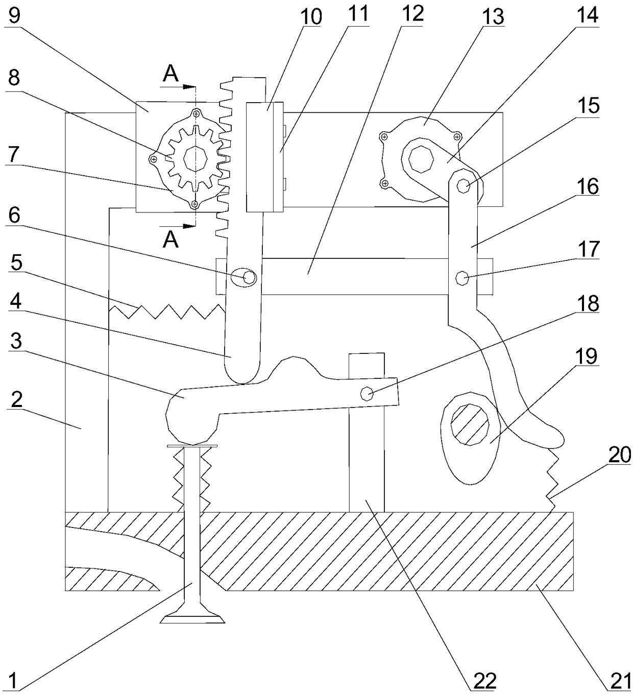 Air valve correct time-lift adjusting mechanism