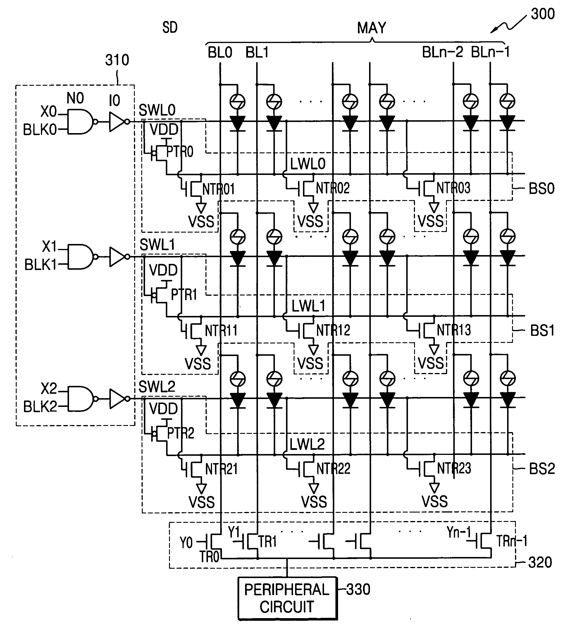 Memory cell array biasing method and a semiconductor memory device