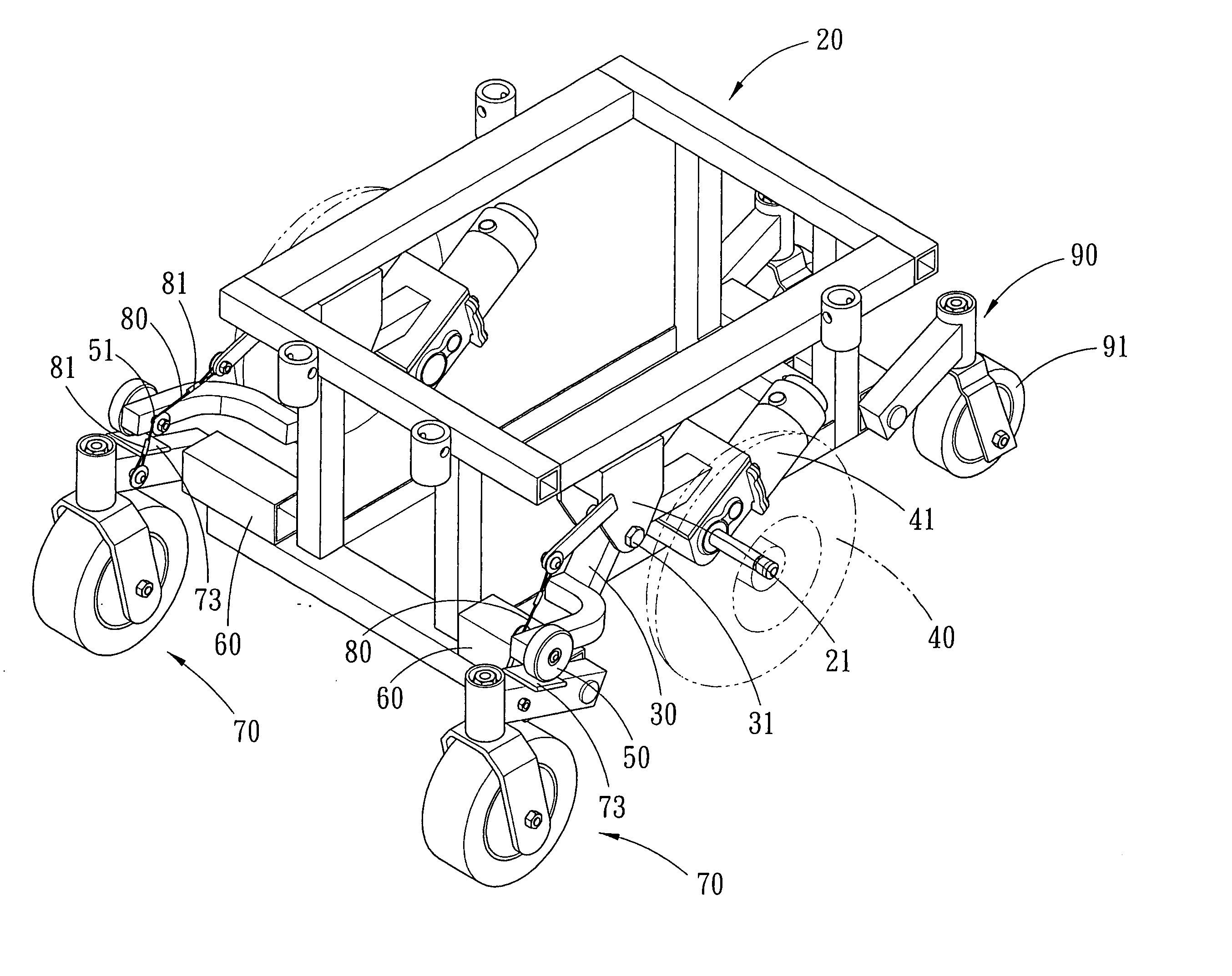Suspension structure for an electric wheelchair