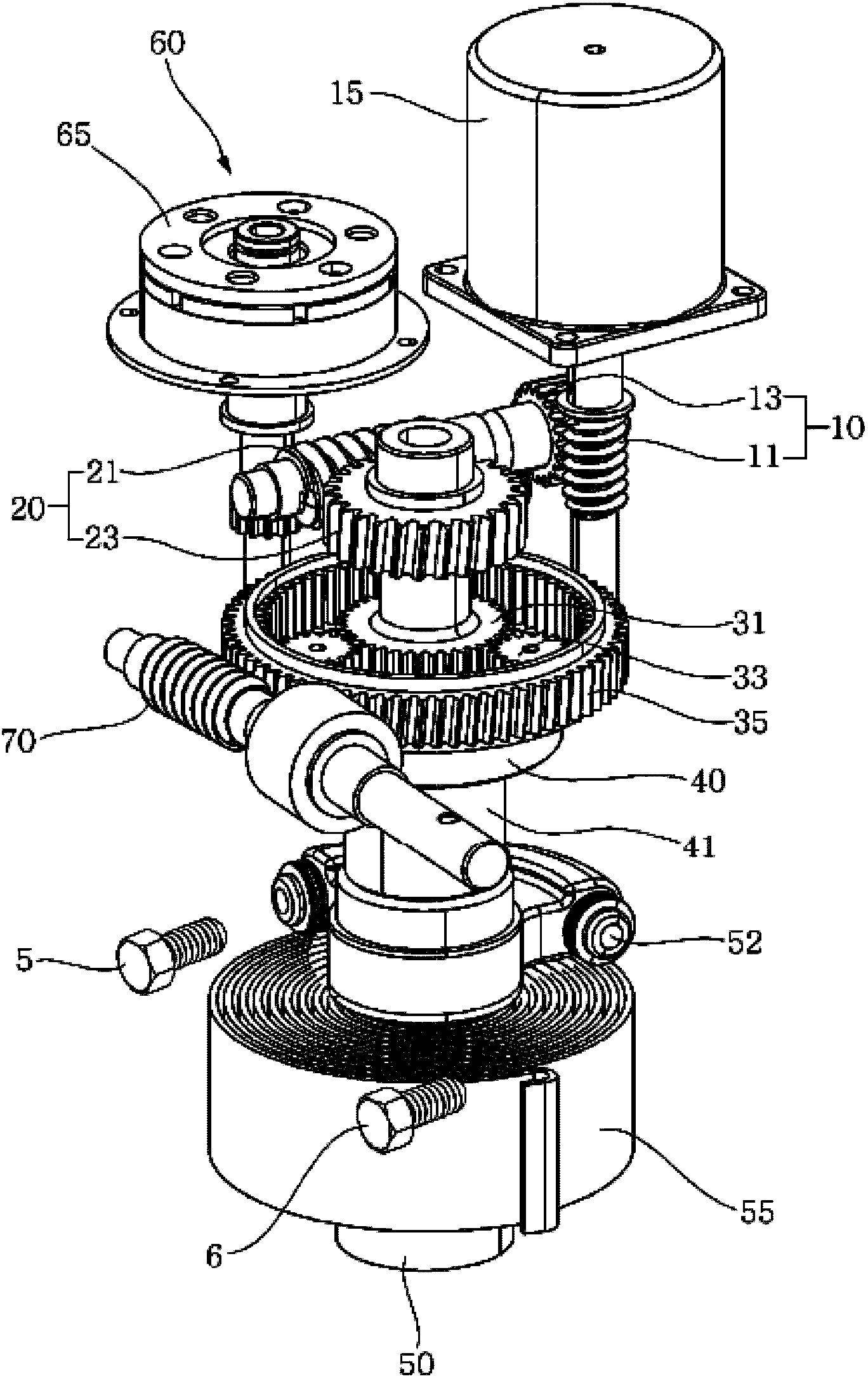 Spring-return valve actuator using planetary gear train