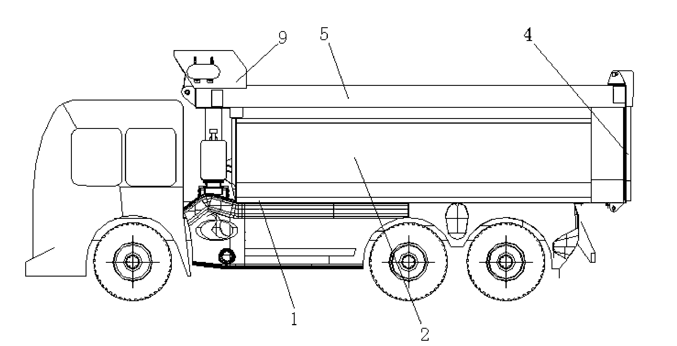 Residue soil dump vehicle with built-in horizontal-pushing environment-friendly top cover system