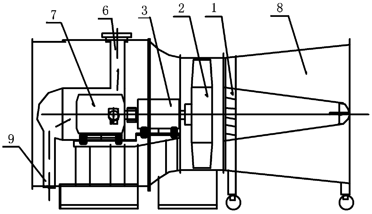 Minor axis draught fan with motor being rear-mounted