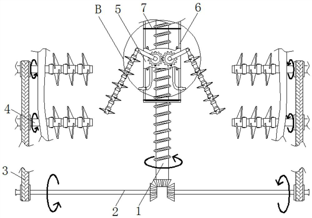 Concrete omnibearing stirring device for technical field of civil engineering