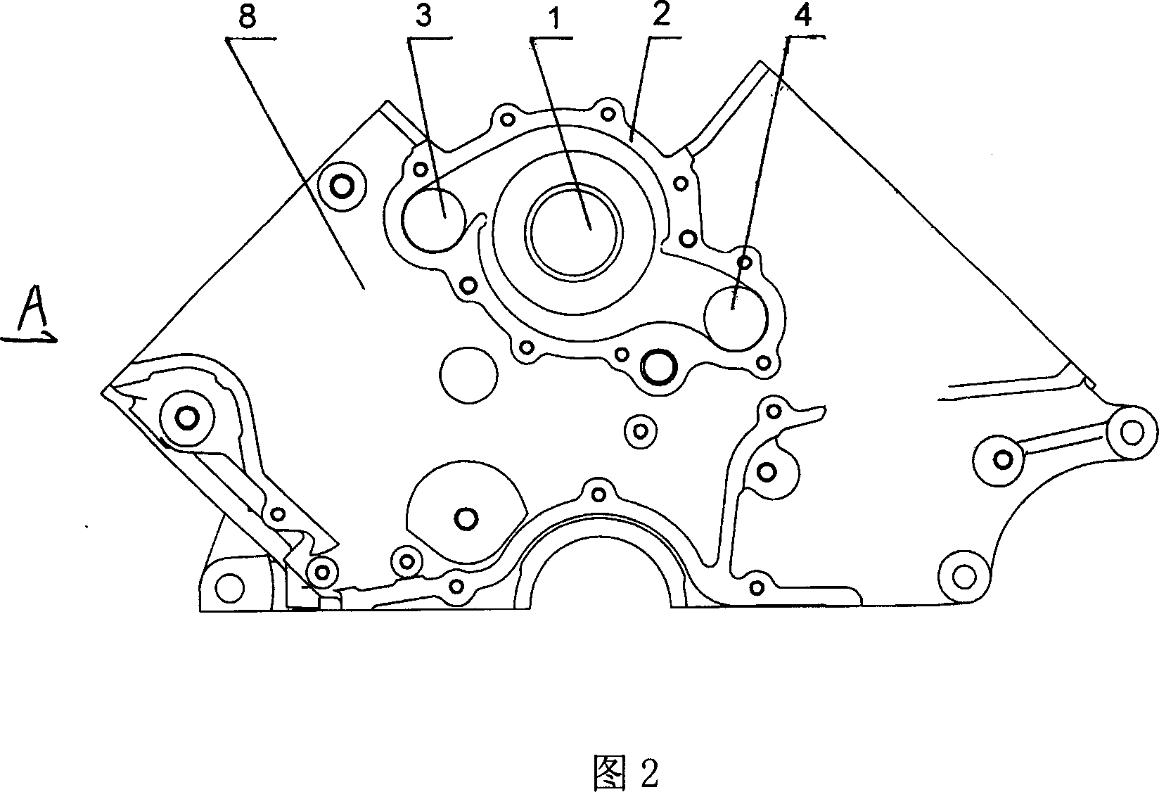 Assembly of water jacket and water pump cylinder body in V type engine