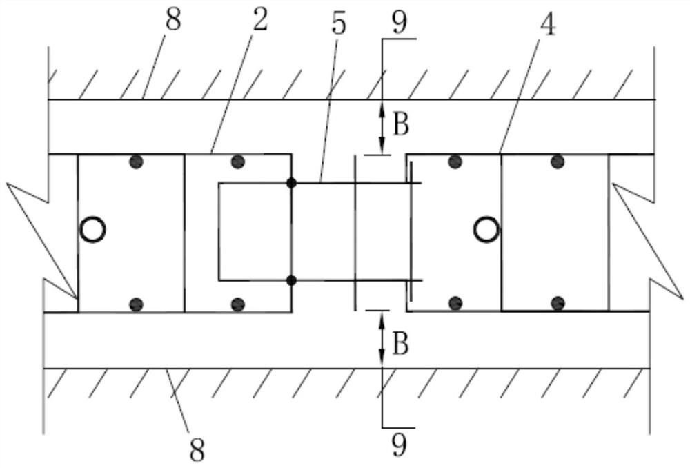 Underground cast-in-place continuous wall construction method and connecting structure thereof