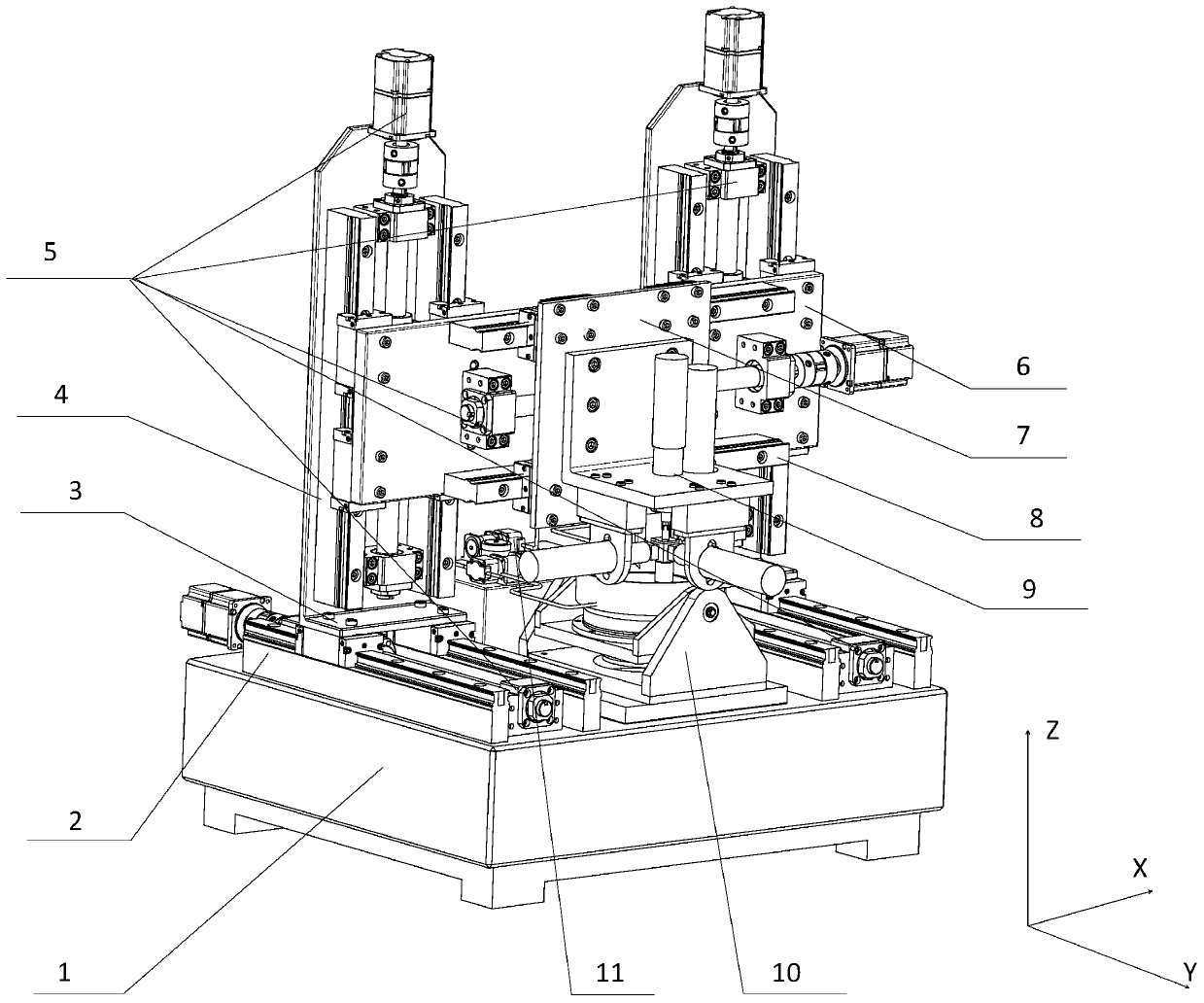 Multi-dimensional ultrasonic assisted magneto-rheological precision polishing machine tool and machining method