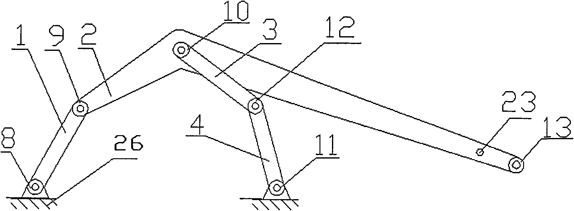 Excavating mechanism of controllable planar three degree of freedom