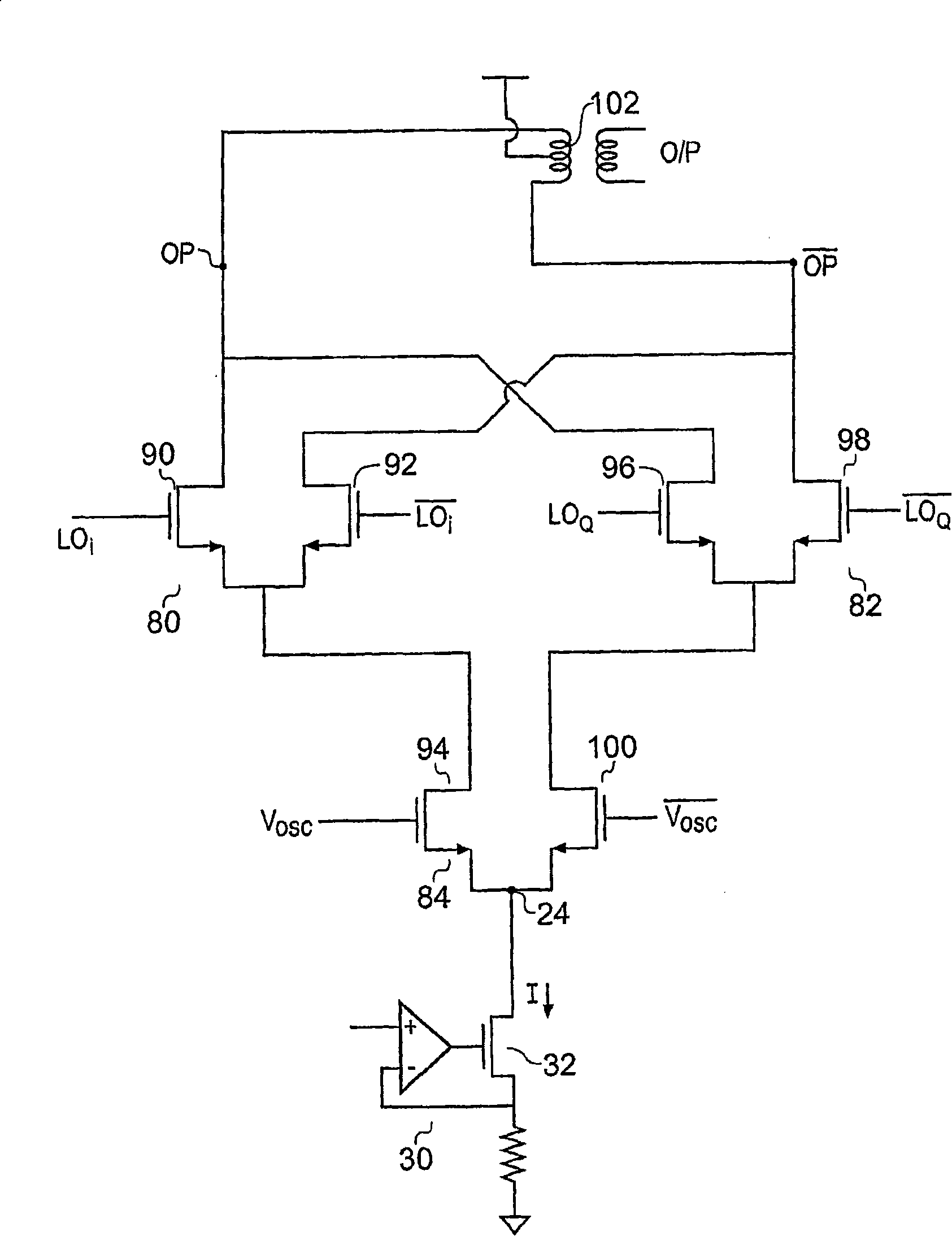 Switching circuit, and a modulator, demodulator or mixer including such a circuit