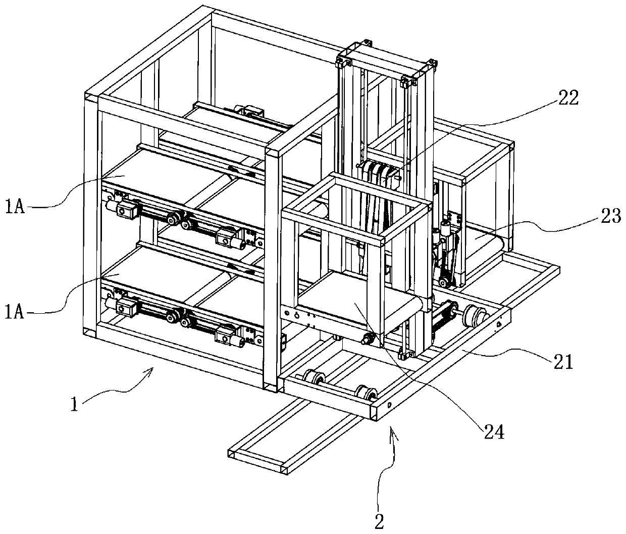 A double-conversion double-row multi-storey three-dimensional parking device and its vehicle parking method