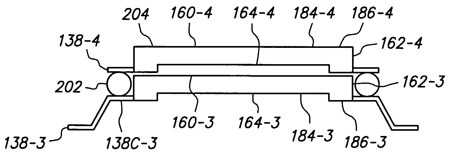 Three-dimensional stacked semiconductor package device with bent and flat leads and method of making same
