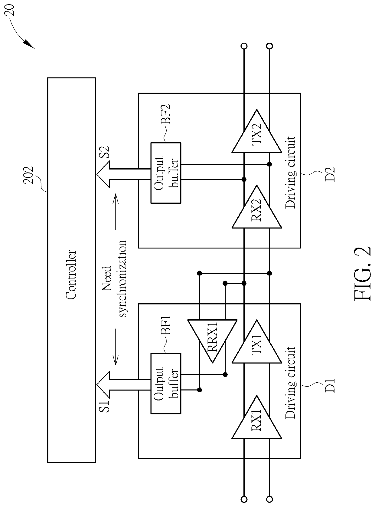 Control system with cascade driving circuits and related driving method