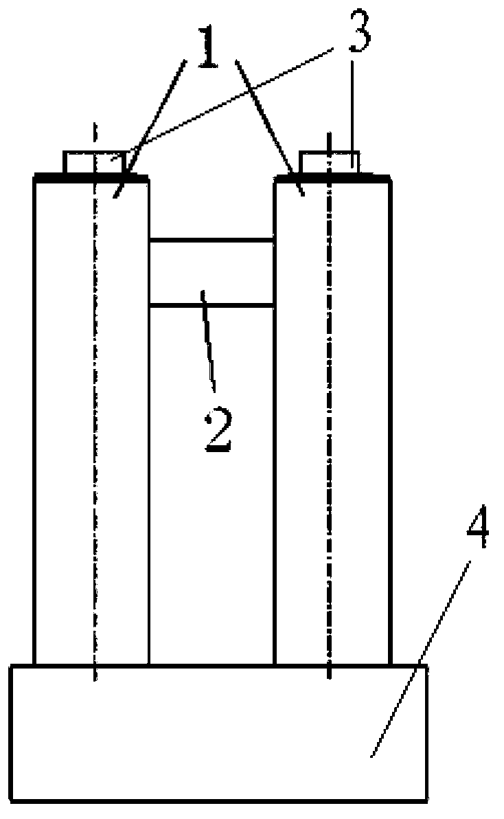 Double-rectangular column type pier of high speed railway