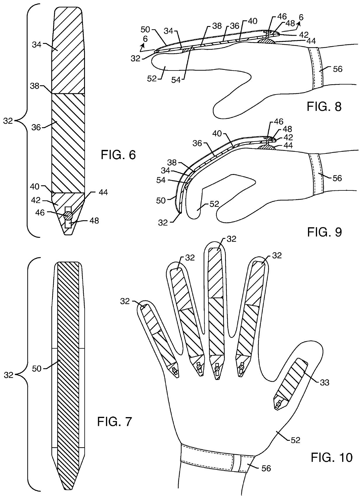 Glove preventing hyper-extended or jammed fingers
