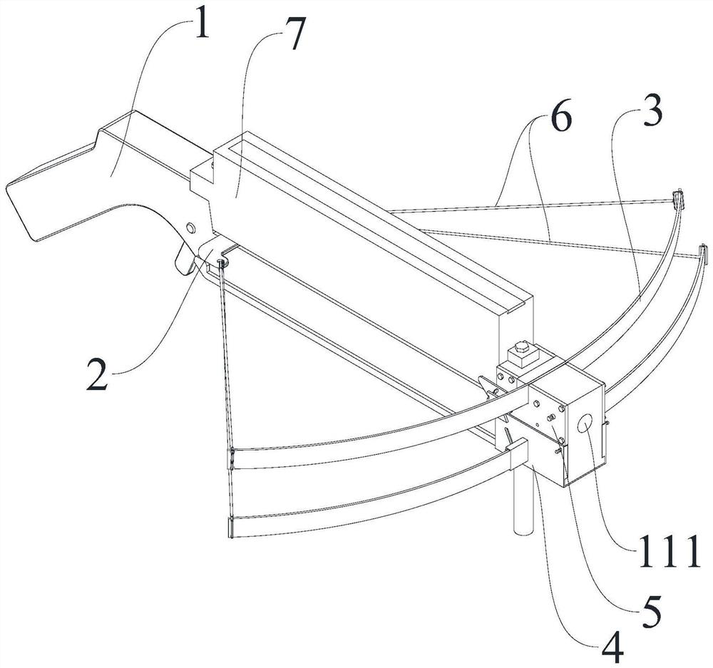 Multifunctional manual repeating crossbow and stress application method adopting movement time difference