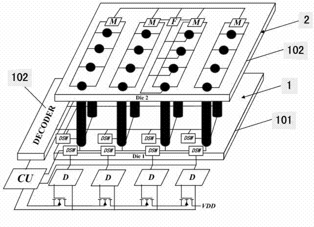 Testing device of 3D-SIC (Three-Dimensional-Semiconductor Integrated Circuit) through silicon vias provided with signal rebounding module