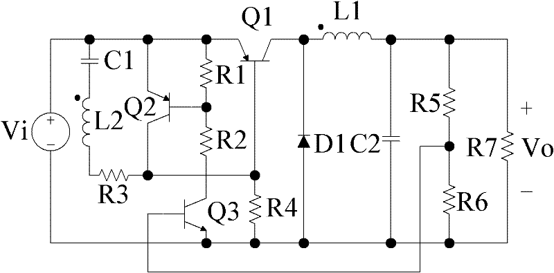 Bipolar transistor self-exciting Buck-Boost converter