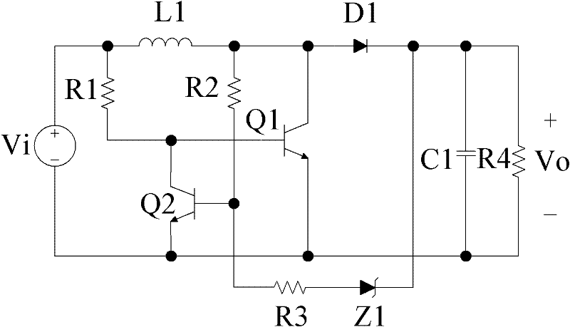 Bipolar transistor self-exciting Buck-Boost converter