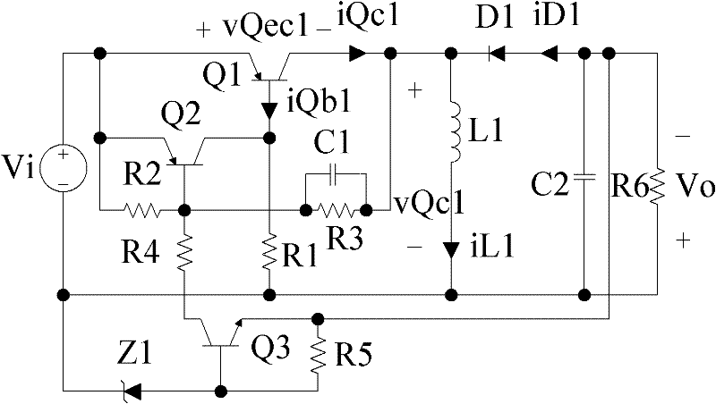 Bipolar transistor self-exciting Buck-Boost converter