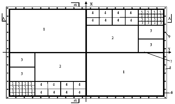 Bidirectional multi-frequency rectangular lattice type tuned liquid damper