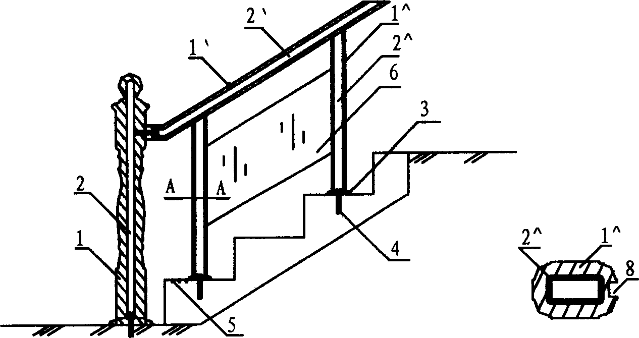 Composite material handrail and its manufacturing method