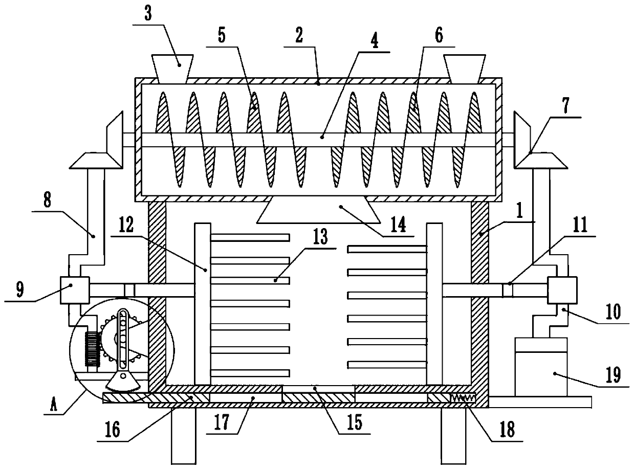 Feed preparation raw material efficient crushing device for promoting growth of cattle