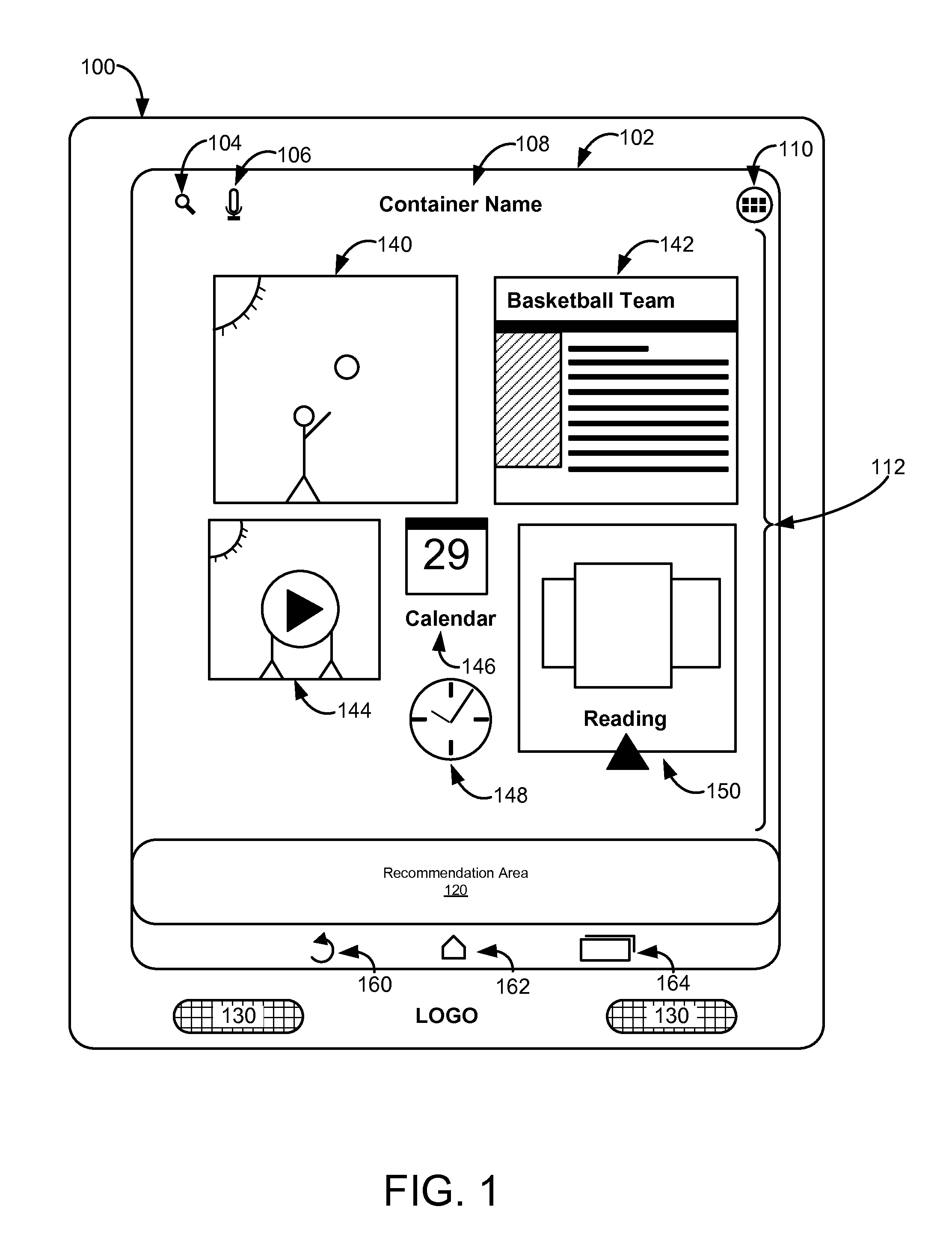 System and method for a graphical user interface having a resizable recommendations area