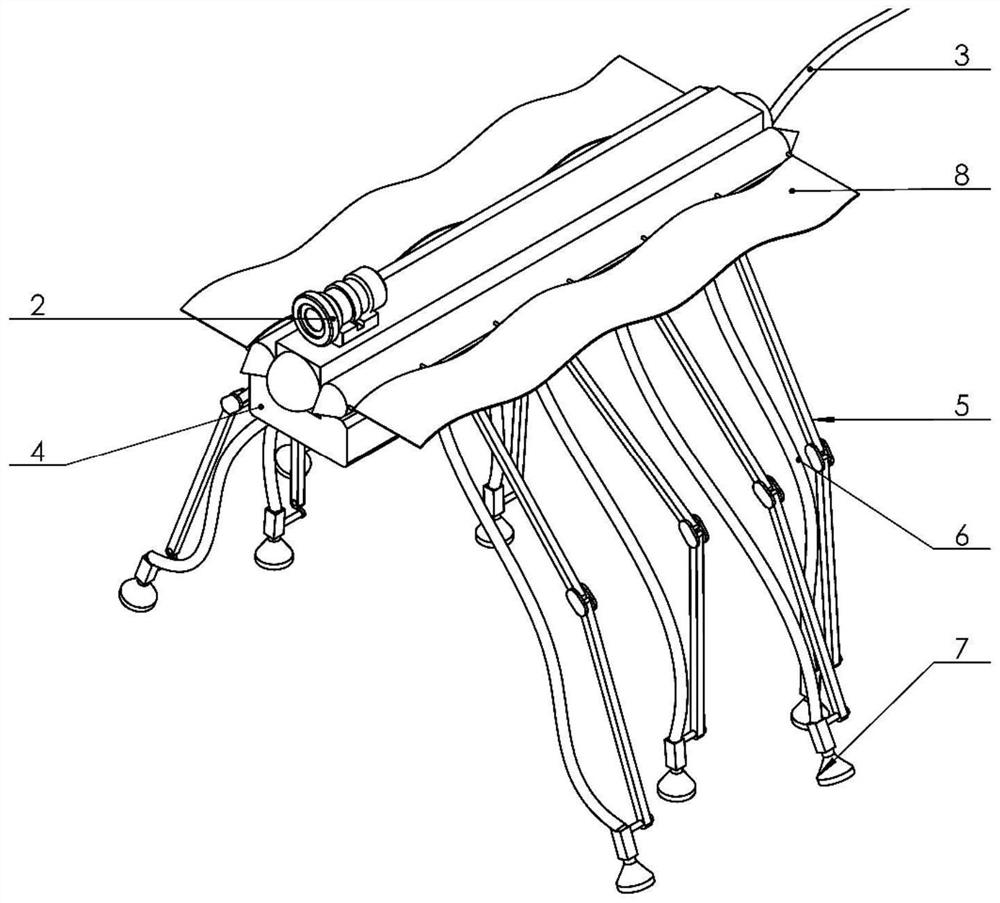 Environment-friendly cluster suspension type seabed ore collecting robot and ore collecting method